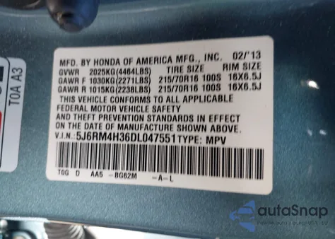 2013 Honda Cr-V Lx z USA, uszkodzony, nr VIN 5J6RM4H36DL047551